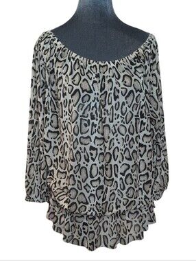 Lane Bryant Sheer Leopard Print Peplum Top Size 14/16